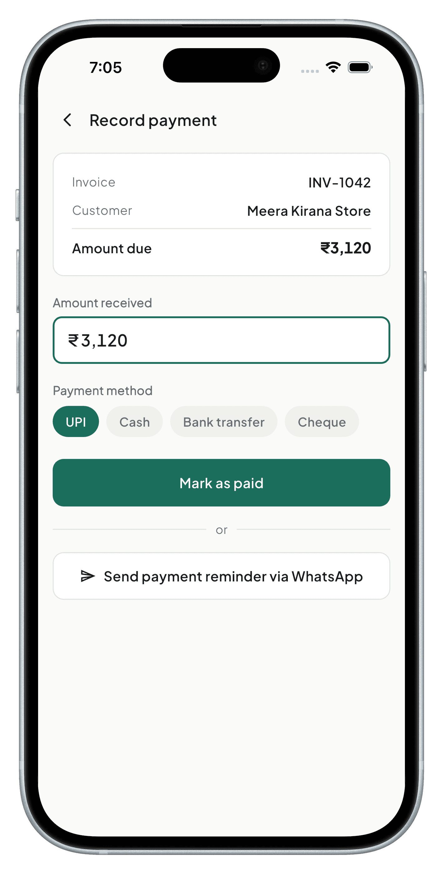 Recording a payment against an invoice