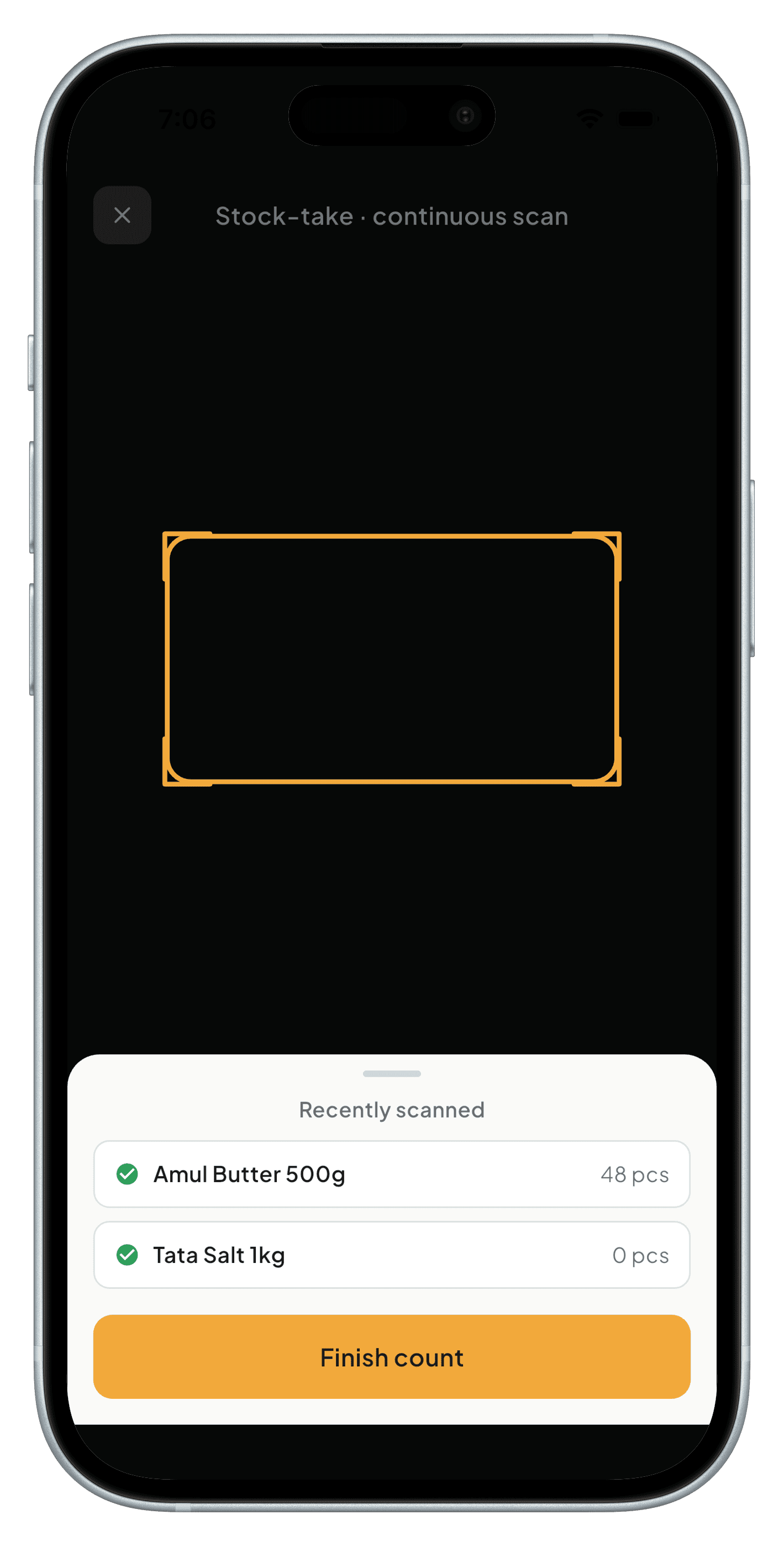 Running a bulk barcode scan for a stock take